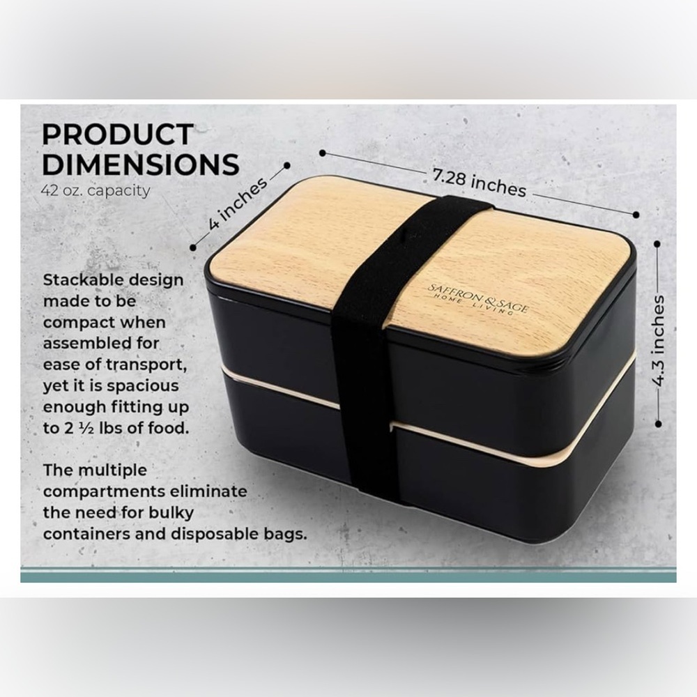 NEW-Black Bento Box with‎ Utensils
Microwave & dishwasher safe
